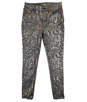 White House Black Market Jeans Womens 4 Camouflage Black Brown Skinny Shiny